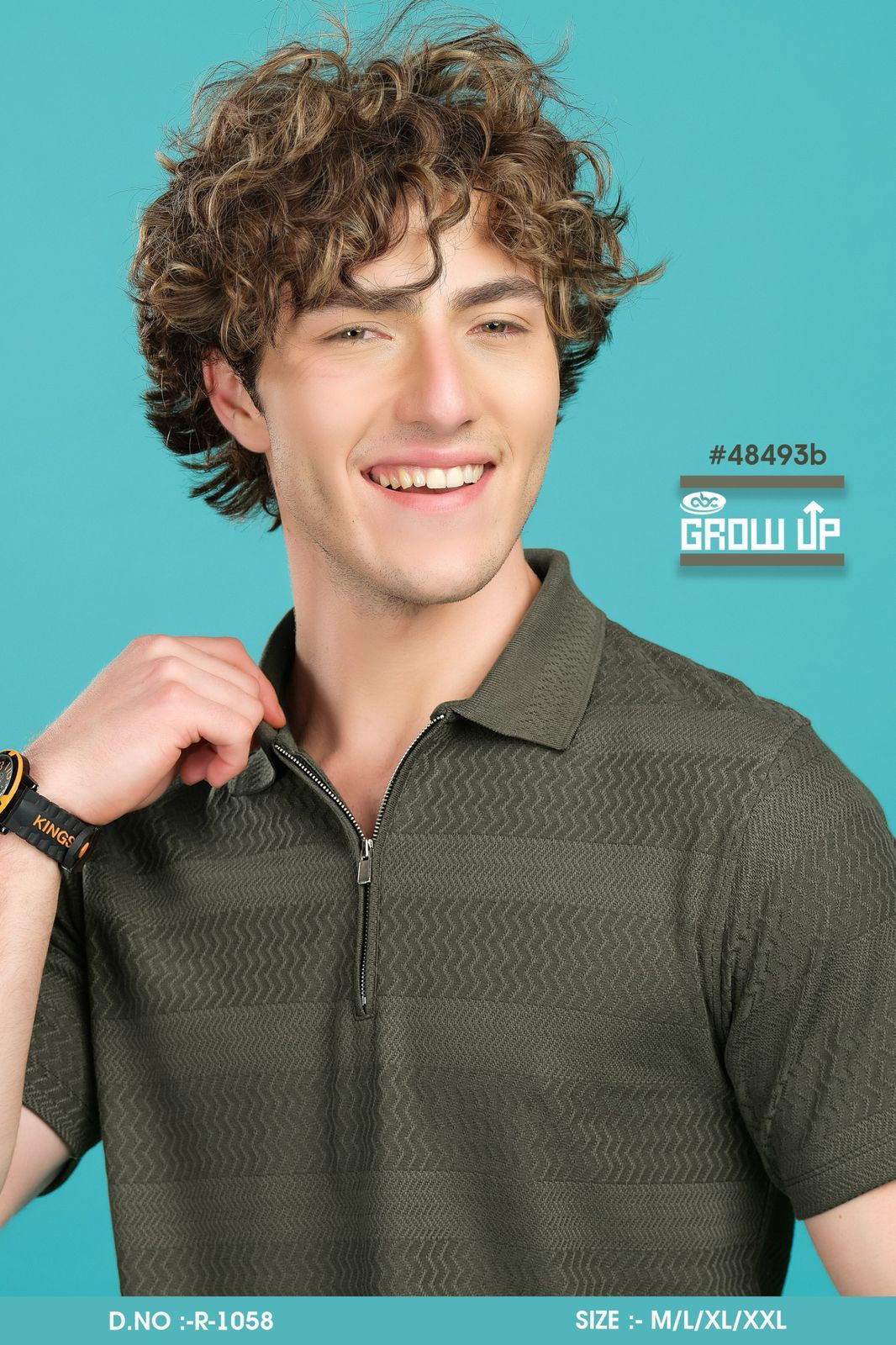 Collar R-1058 Growup Jacquard Mens Tshirts Wholesaler