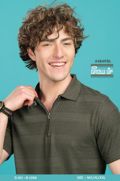 Collar R-1058 Growup Jacquard Mens Tshirts Wholesaler