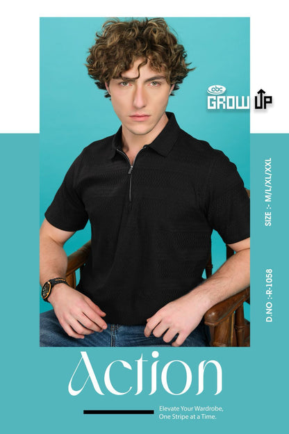 Collar R-1058 Growup Jacquard Mens Tshirts Wholesaler
