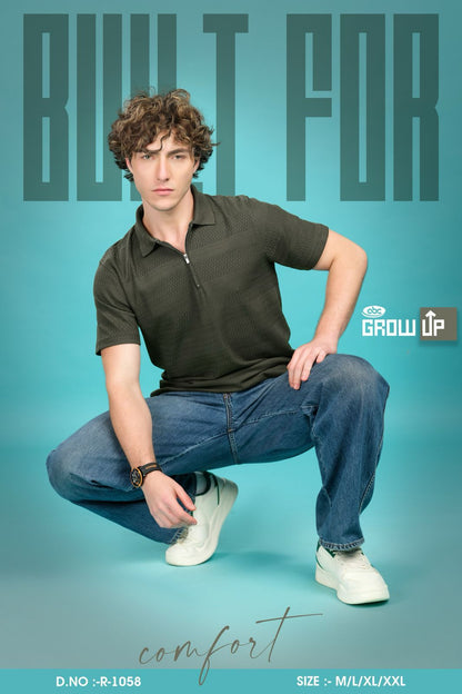 Collar R-1058 Growup Jacquard Mens Tshirts Wholesaler