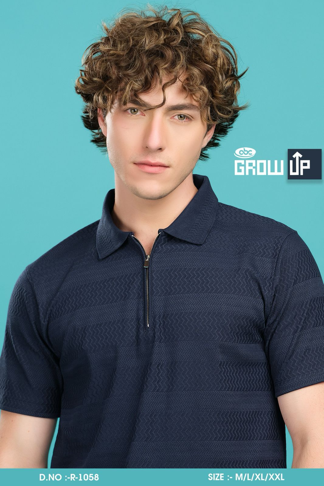 Collar R-1058 Growup Jacquard Mens Tshirts Wholesaler