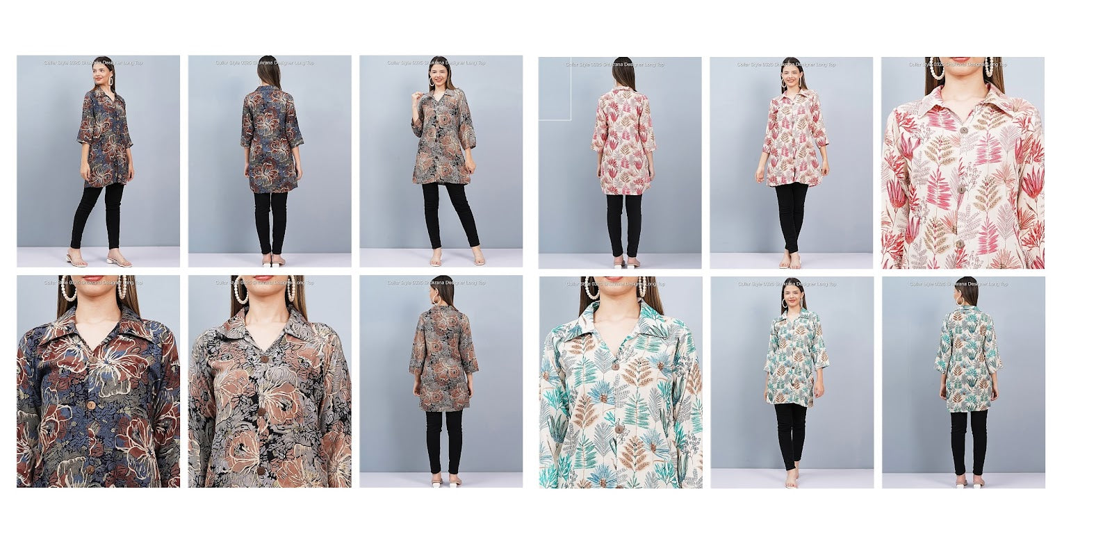 Collar Style 0325 Shukrana Rayon Foil Designer Long Top Supplier Ahmedabad