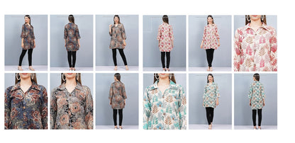 Collar Style 0325 Shukrana Rayon Foil Designer Long Top Supplier Ahmedabad