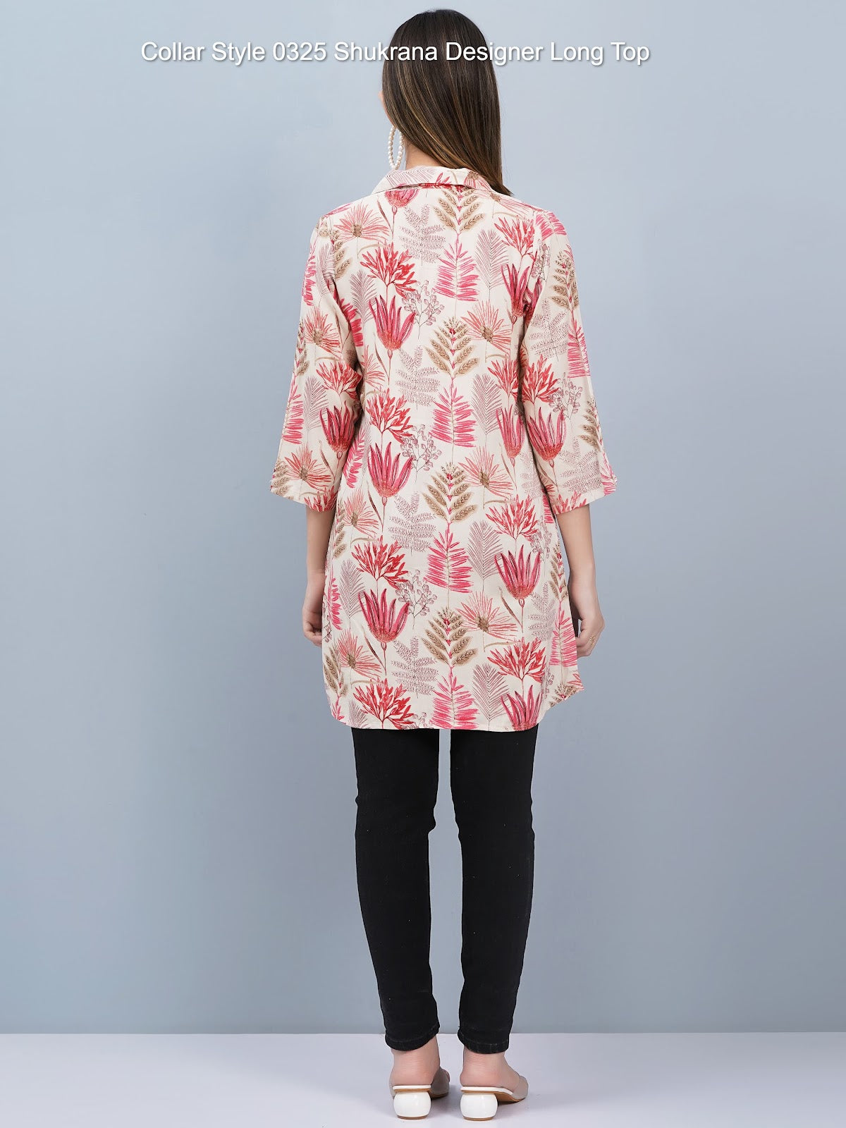 Collar Style 0325 Shukrana Rayon Foil Designer Long Top Supplier Ahmedabad