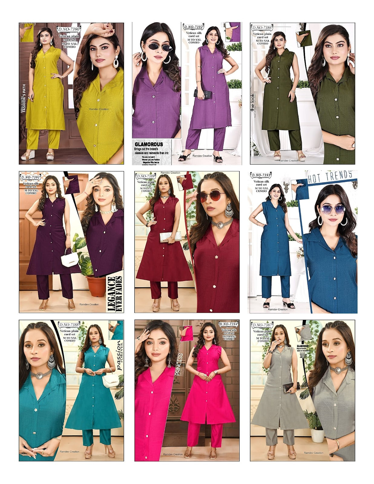 Collar Style 0905 Ramdev Creation Vatican Co Ord Set Exporter