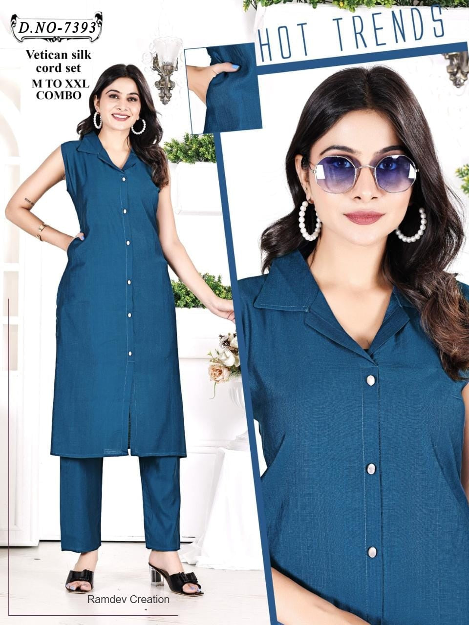 Collar Style 0905 Ramdev Creation Vatican Co Ord Set Exporter