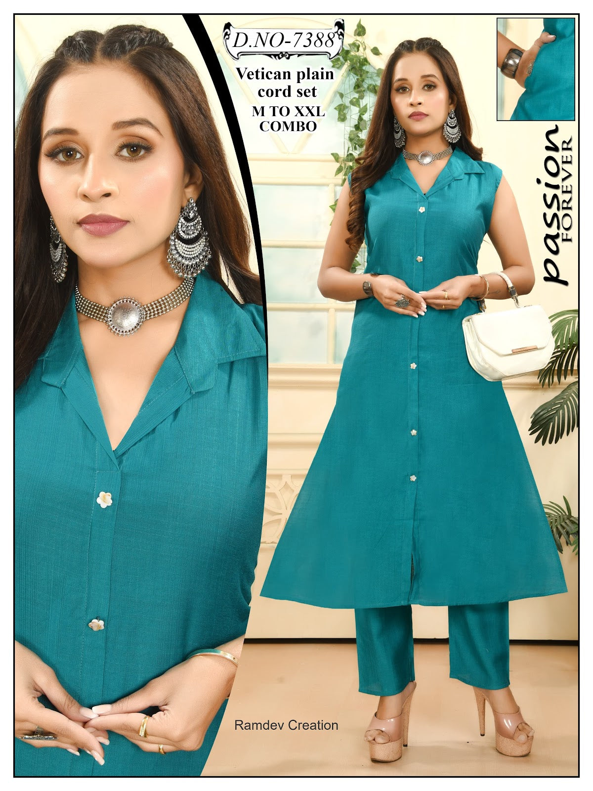 Collar Style 0905 Ramdev Creation Vatican Co Ord Set Exporter