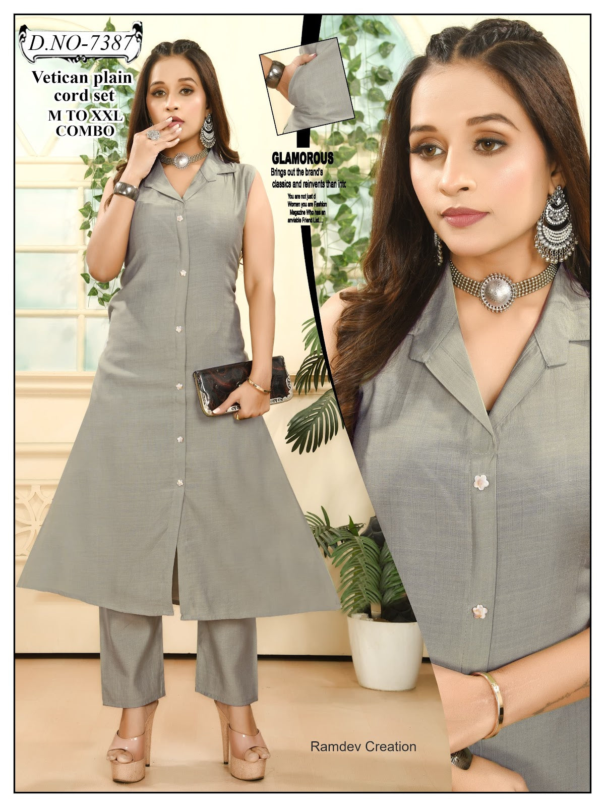 Collar Style 0905 Ramdev Creation Vatican Co Ord Set Exporter