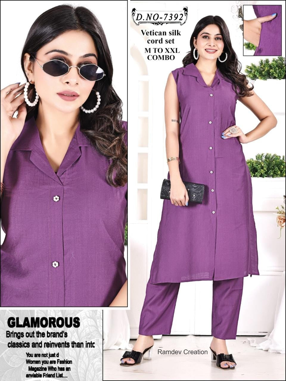 Collar Style 0905 Ramdev Creation Vatican Co Ord Set Exporter