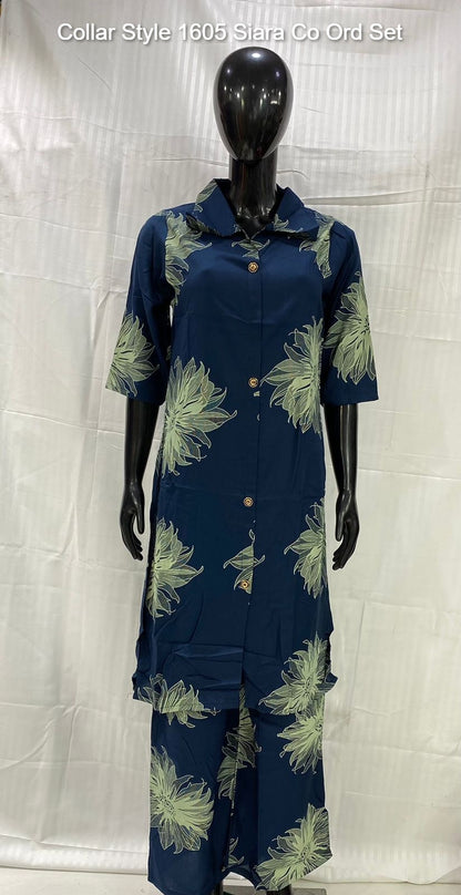 Collar Style 1605 Siara Rayon Cotton Co Ord Set Manufacturer India
