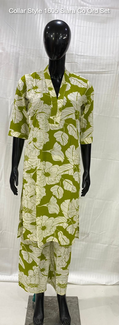 Collar Style 1605 Siara Rayon Cotton Co Ord Set Manufacturer India