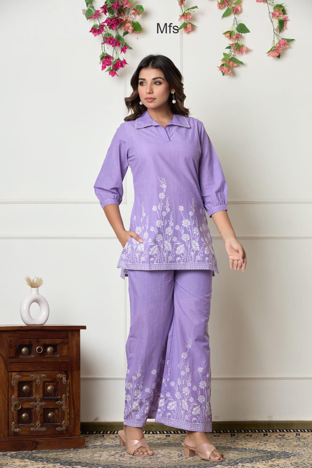 Collar Style 1606 Mfs Cotton Co Ord Set Manufacturer India