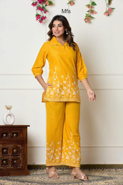 Collar Style 1606 Mfs Cotton Co Ord Set Manufacturer India