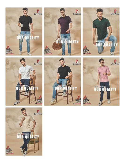 Collar Style Art No 1328 Blue Fisher Tencil Mens Tshirts Wholesale Price