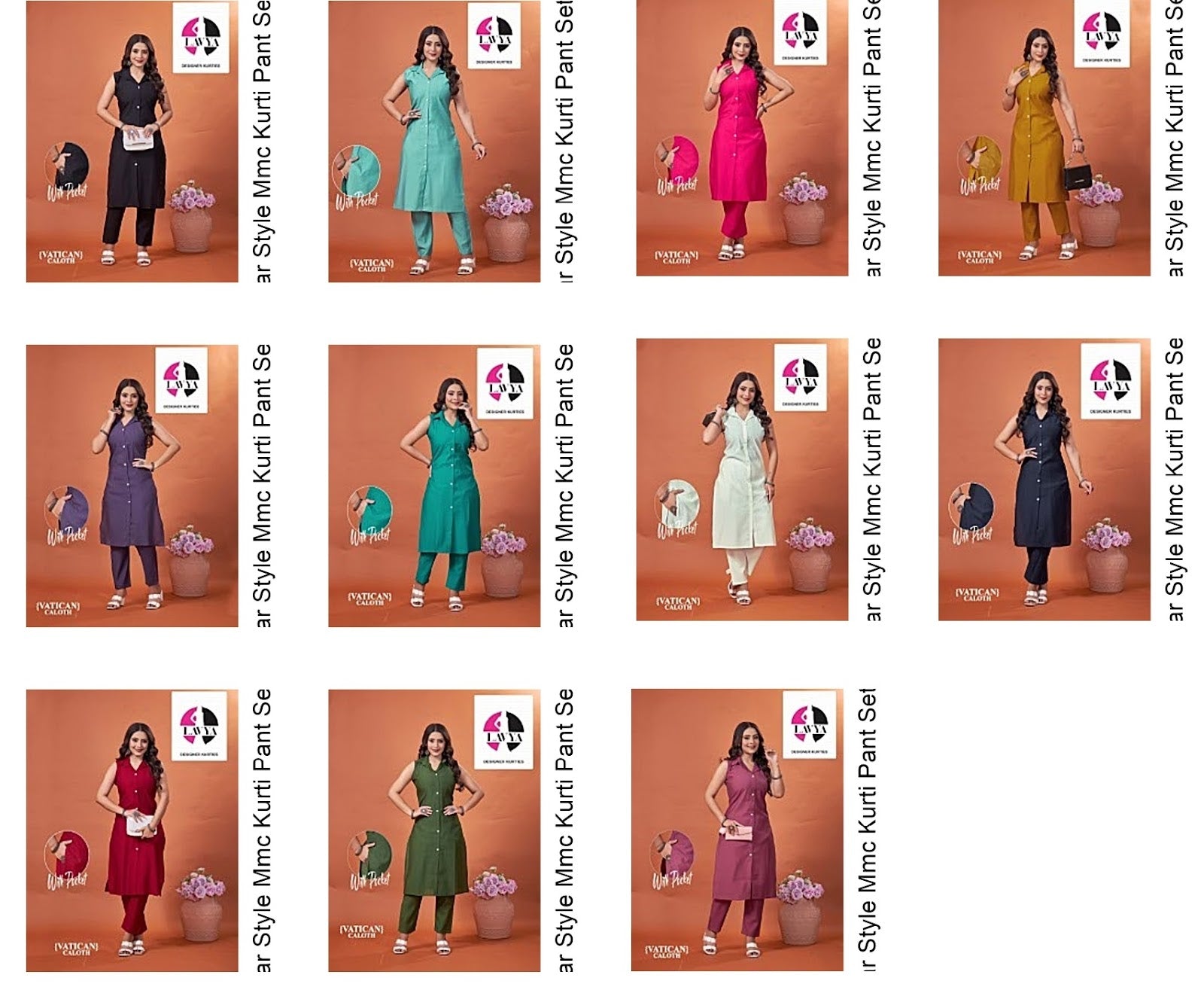 Collar Style Mmc Vetican Kurti Pant Set Supplier Ahmedabad