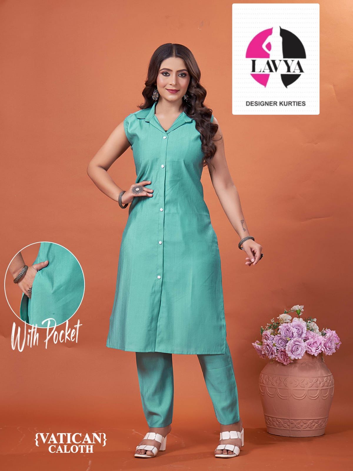 Collar Style Mmc Vetican Kurti Pant Set Supplier Ahmedabad