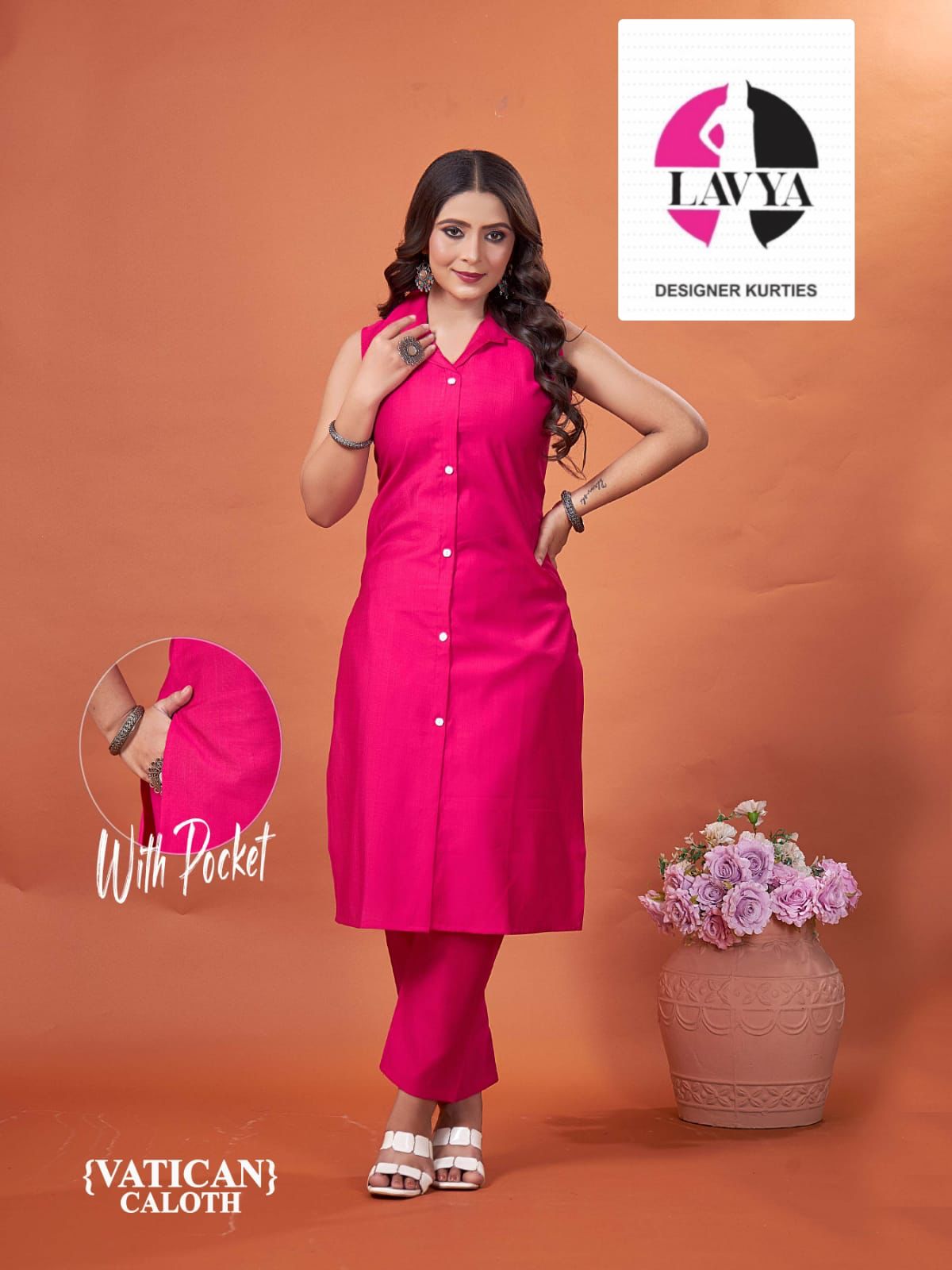 Collar Style Mmc Vetican Kurti Pant Set Supplier Ahmedabad