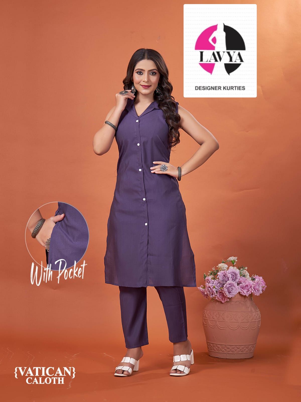 Collar Style Mmc Vetican Kurti Pant Set Supplier Ahmedabad