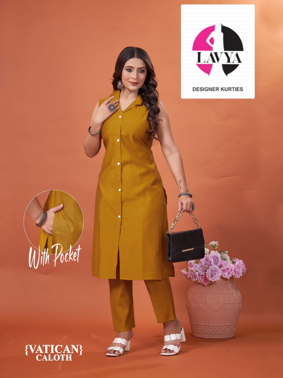 Collar Style Mmc Vetican Kurti Pant Set Supplier Ahmedabad