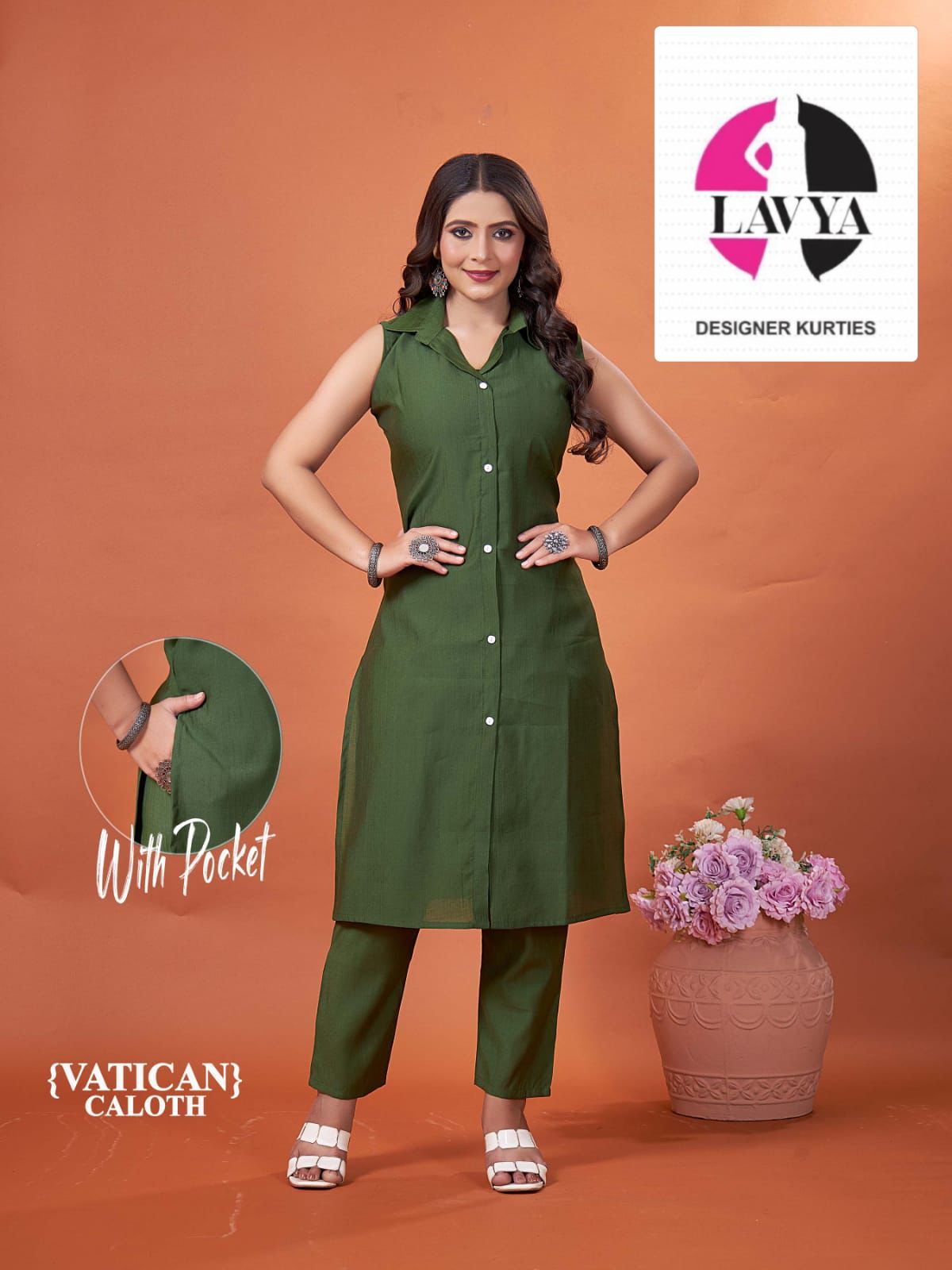 Collar Style Mmc Vetican Kurti Pant Set Supplier Ahmedabad