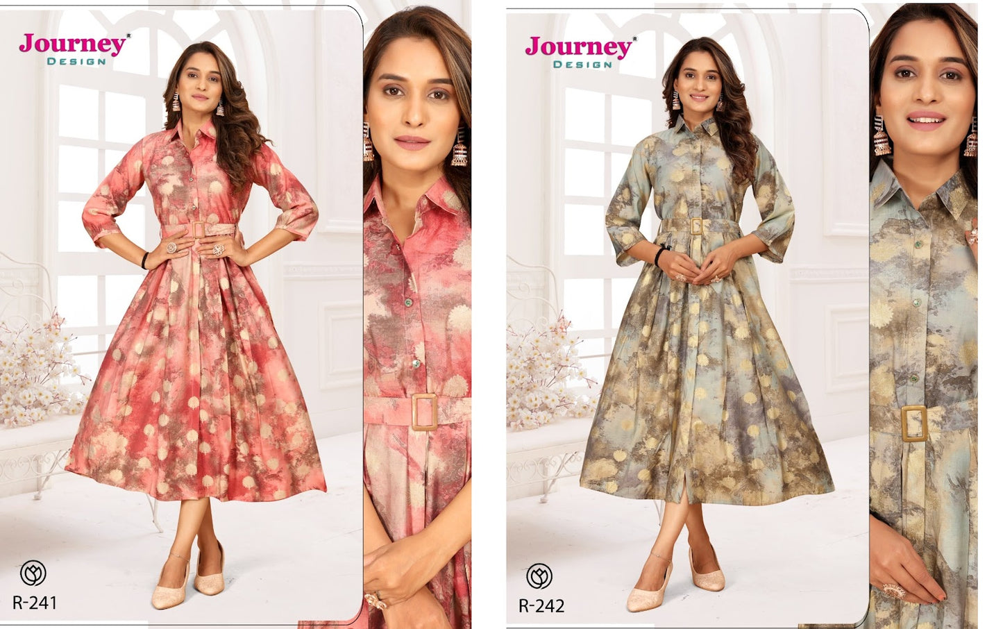 Collar Style R 241-242 Journey Design Modal Chanderi Anarkali Kurtis Exporter