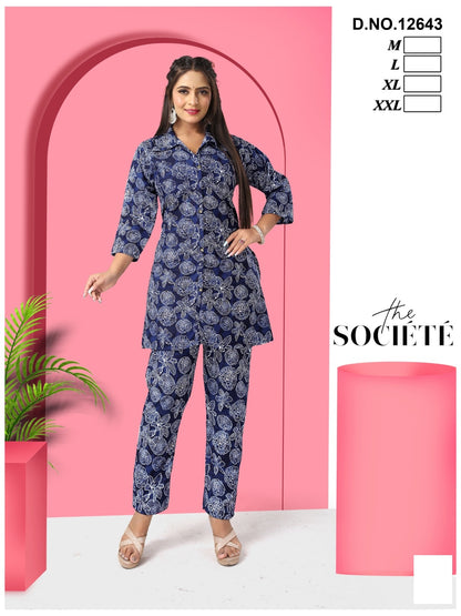 Collar Style Vkh Reyon Co Ord Set Supplier Ahmedabad