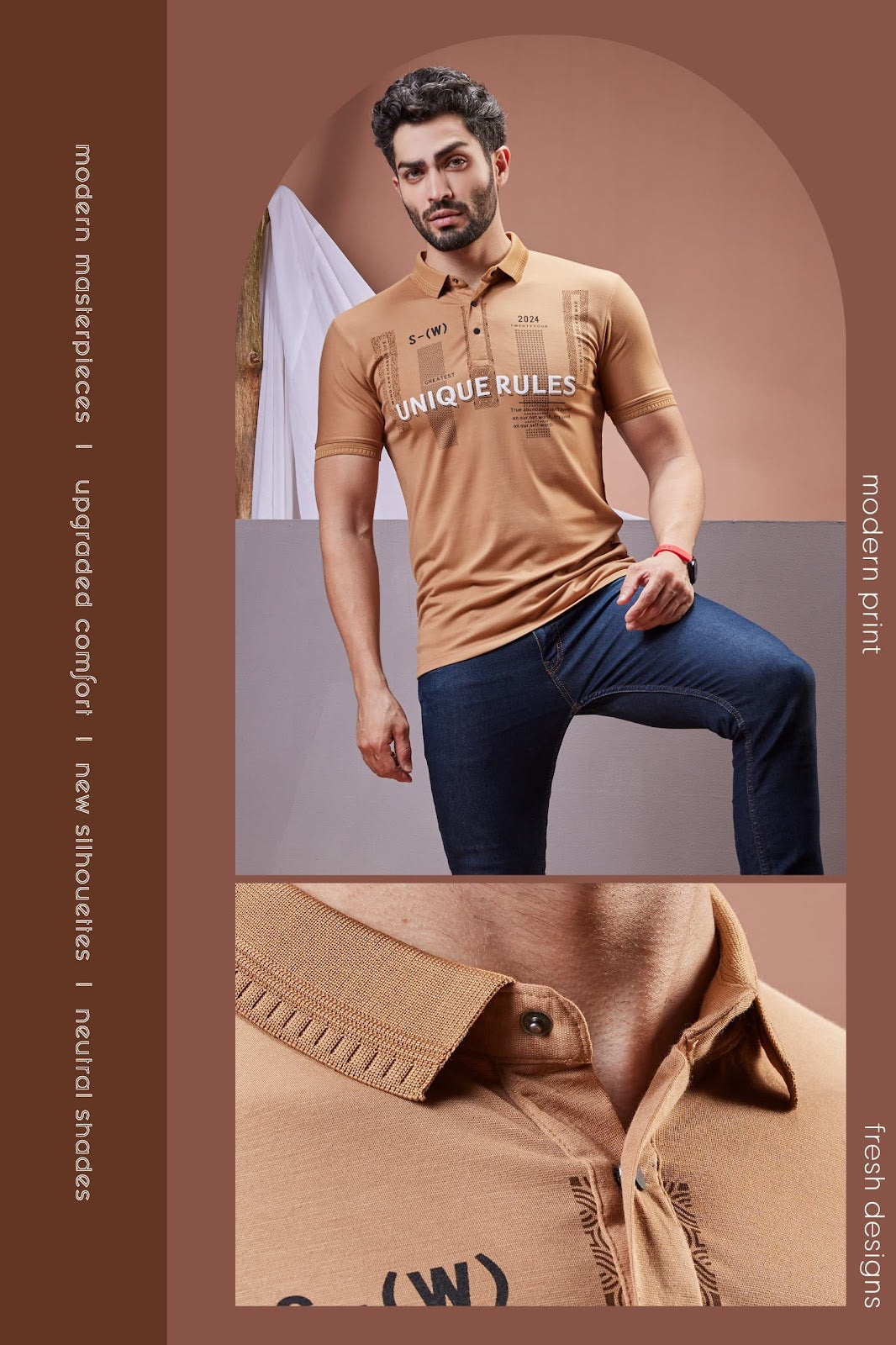 Collar Style Vol 5736 B Rare Urban Tencil Lycra Mens Tshirts Wholesale Price