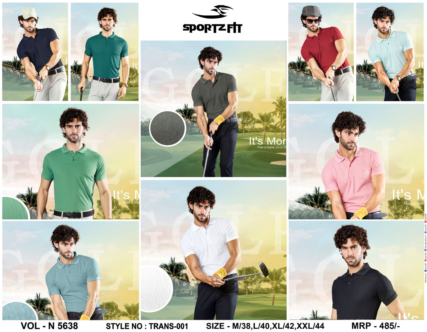 Collar Vol 5638 Sportz Fit Jacquards Mens Tshirts Wholesale Price