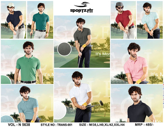 Collar Vol 5638 Sportz Fit Jacquards Mens Tshirts Wholesale Price