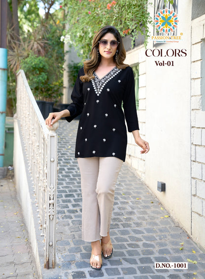 Colors Vol 1 Passion Tree Reyon Short Kurtis Manufacturer Gujarat
