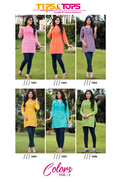Colors Vol 3 Tips Tops Heavy Reyon Short Kurtis Wholesale Rate