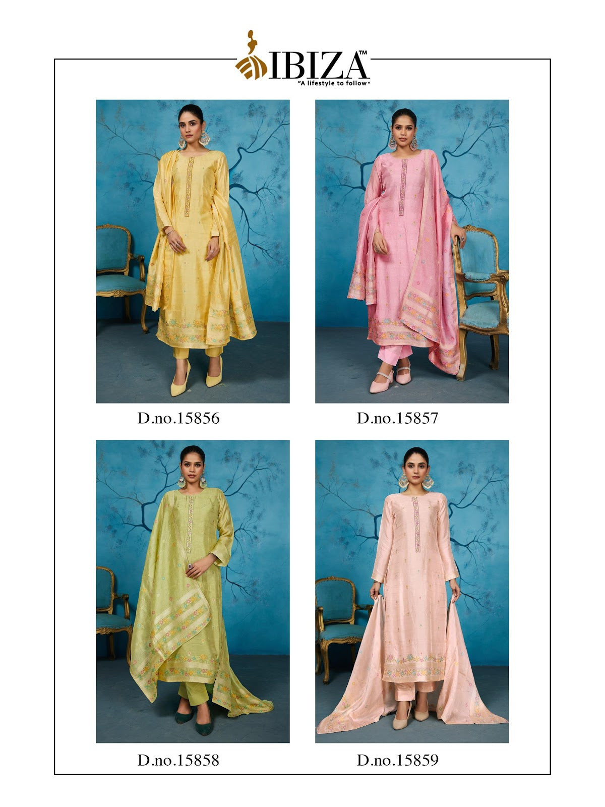 Colourbar Ibiza Silk Jacquard Pant Style Suits Wholesaler India