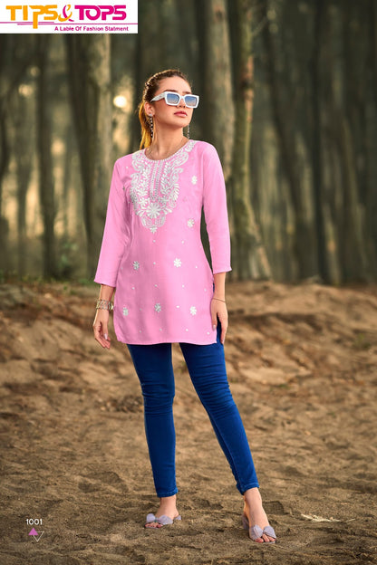 Colours Vol 6 Tips Tops Rayon 16Kg Short Kurtis Supplier Gujarat