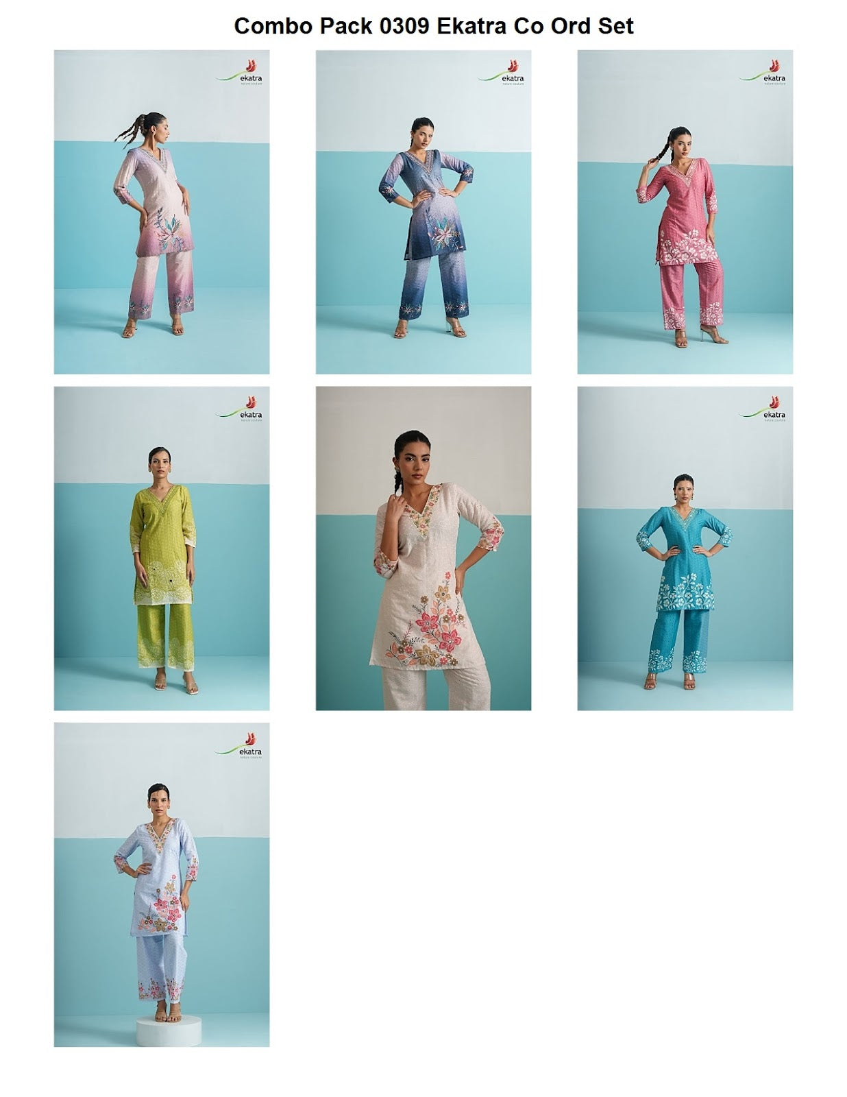 Combo Pack 0309 Ekatra Silk Co Ord Set Wholesale Price