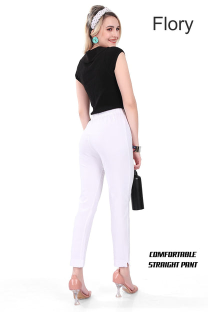Comfortable Straight Flory Cotton Lycra Women Pants Wholesaler Gujarat