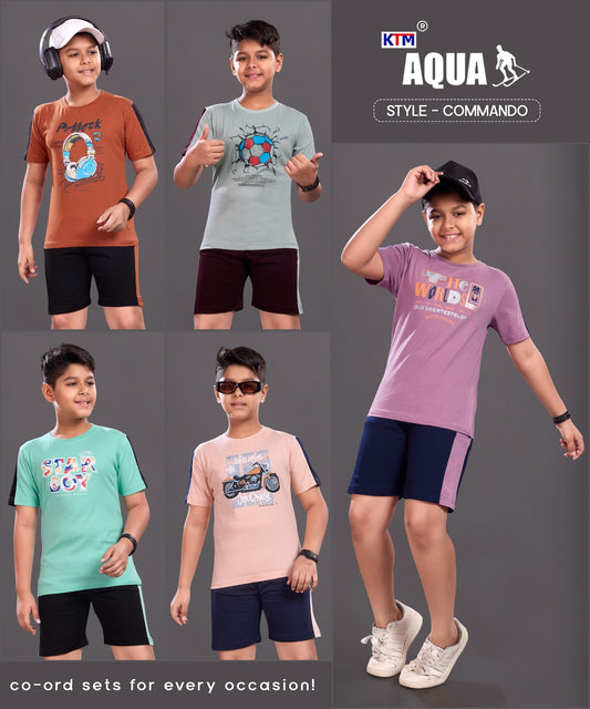 Commando Panther Aqua Biowash Boys Shorts Set Supplier Ahmedabad