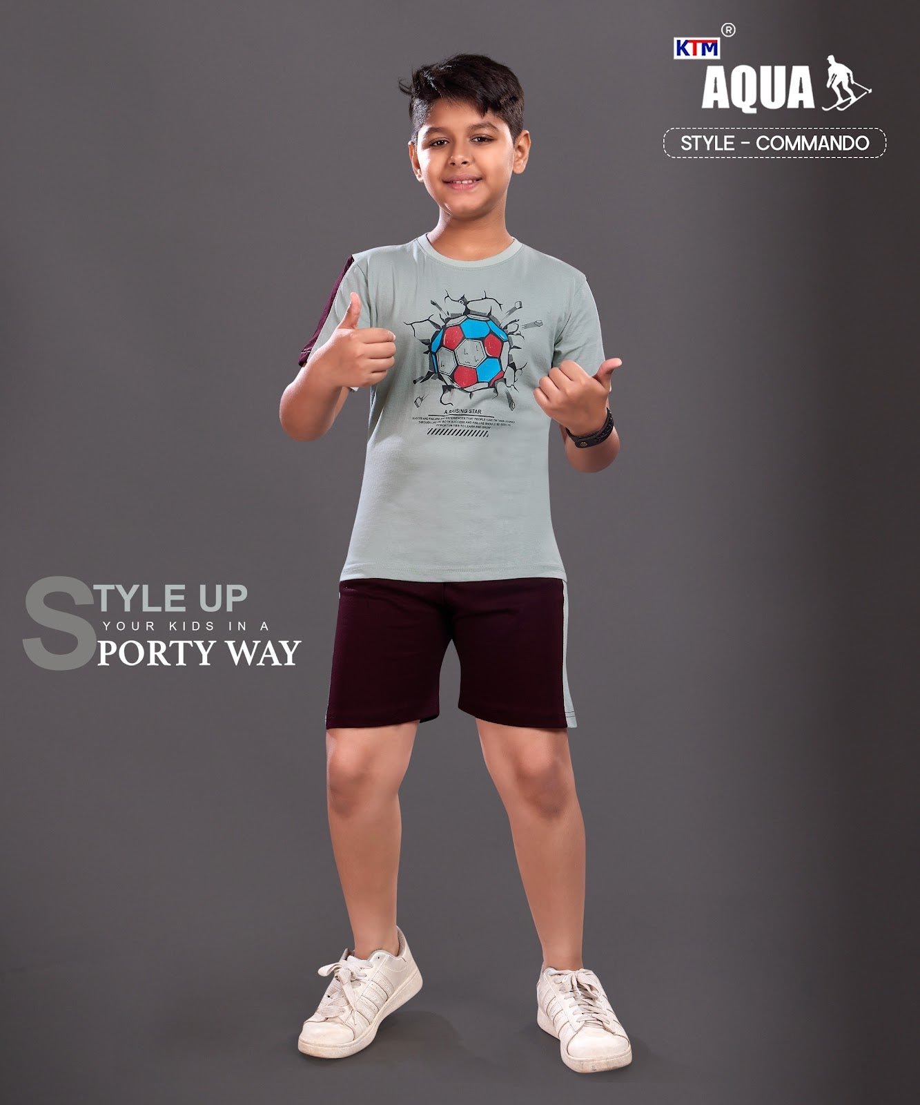 Commando Panther Aqua Biowash Boys Shorts Set Supplier Ahmedabad