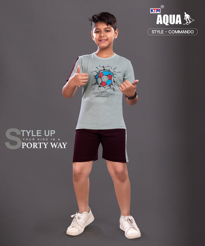 Commando Panther Aqua Biowash Boys Shorts Set Supplier Ahmedabad