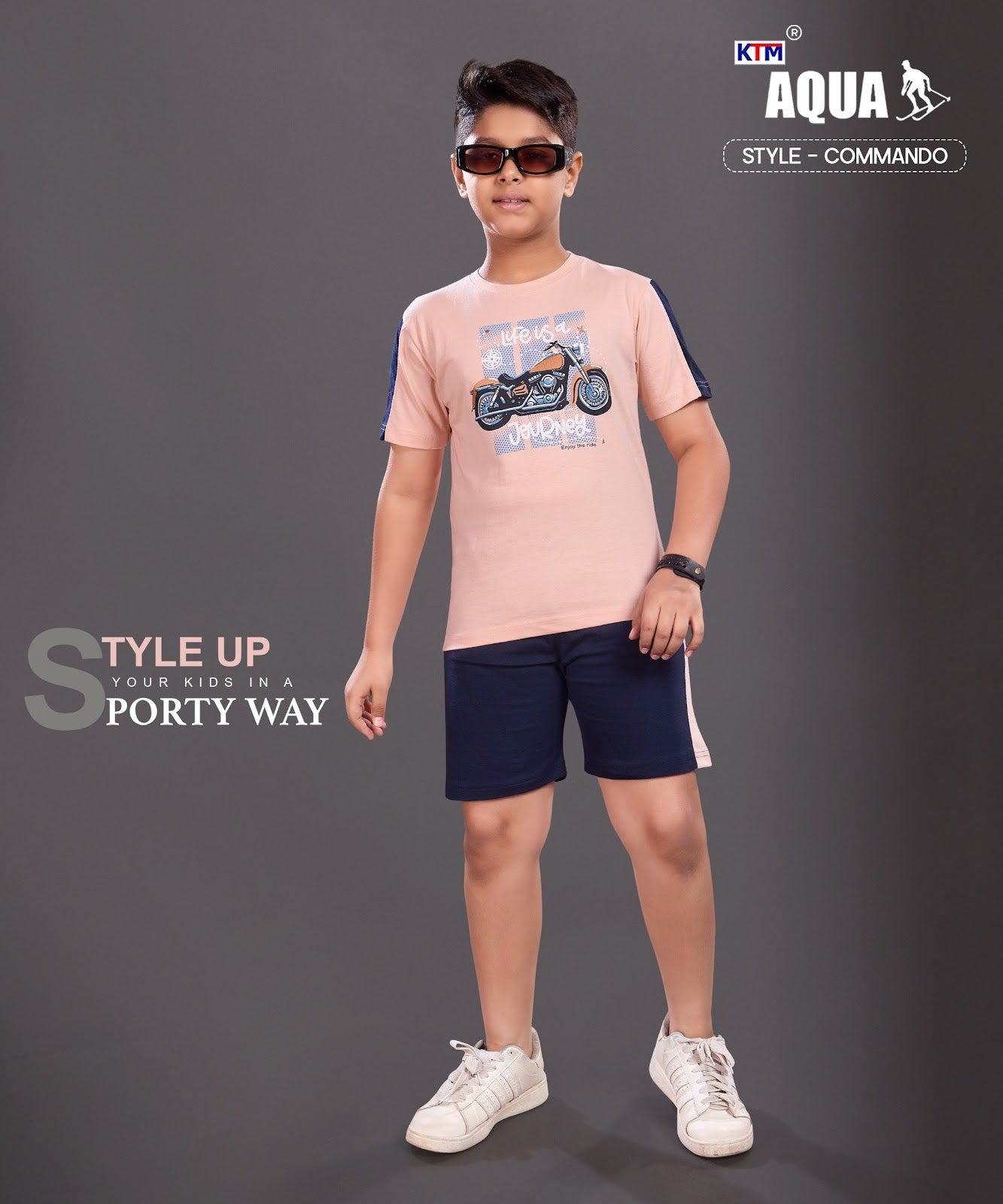 Commando Panther Aqua Biowash Boys Shorts Set Supplier Ahmedabad