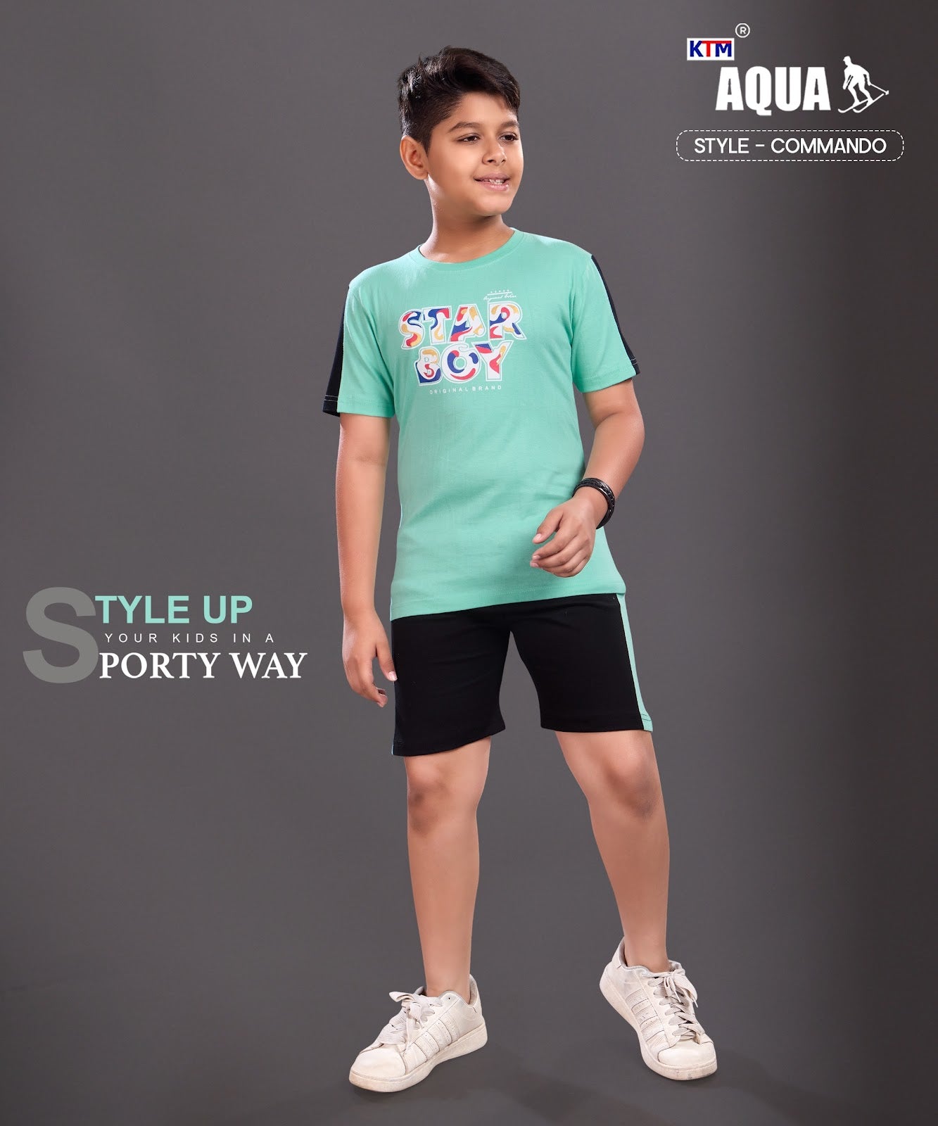 Commando Panther Aqua Biowash Boys Shorts Set Supplier Ahmedabad