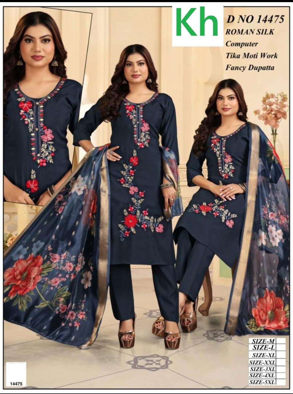Computer Work 1807 Kh Roman Silk Readymade Pant Style Suits Exporter Gujarat