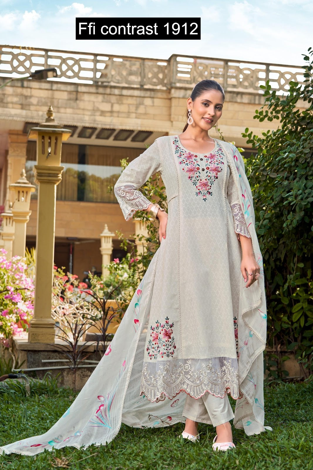 Contrast 1912 Ffi Cotton Readymade Anarkali Suits Wholesale Rate