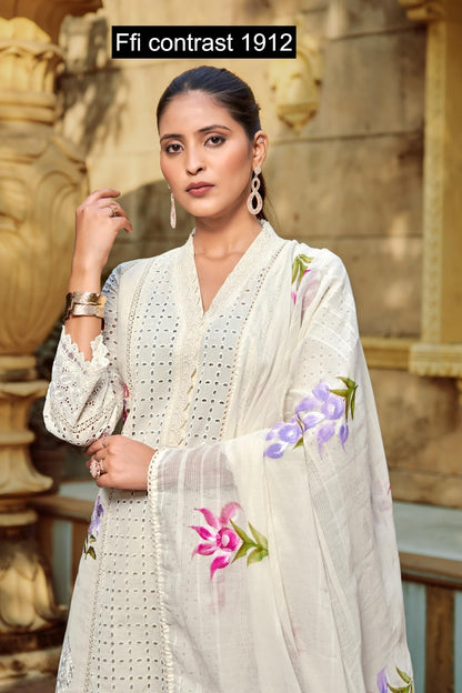 Contrast 1912 Ffi Cotton Readymade Anarkali Suits Wholesale Rate