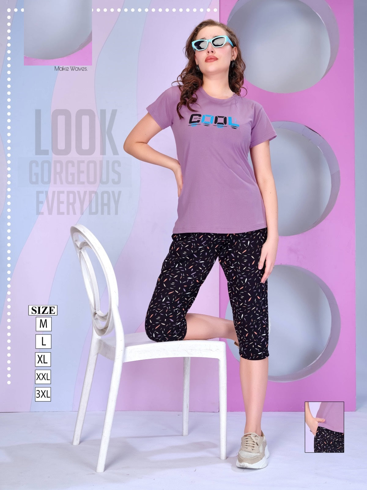 Contrast Vp Cotton Capri Night Suits Wholesaler Gujarat