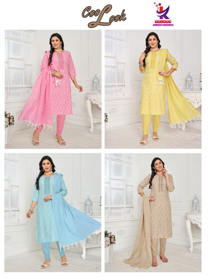 Cool Look Mlm Kalash Lifestyle Slub Readymade Cotton Pant Suits Wholesaler