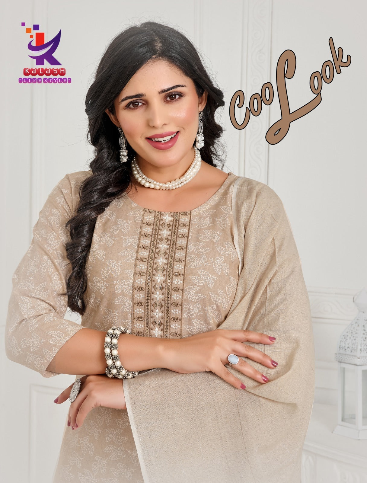 Cool Look Mlm Kalash Lifestyle Slub Readymade Cotton Pant Suits Wholesaler