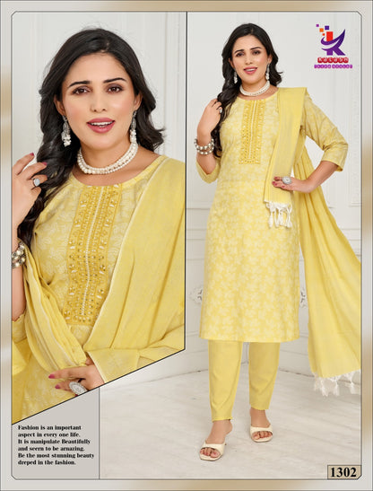 Cool Look Mlm Kalash Lifestyle Slub Readymade Cotton Pant Suits Wholesaler