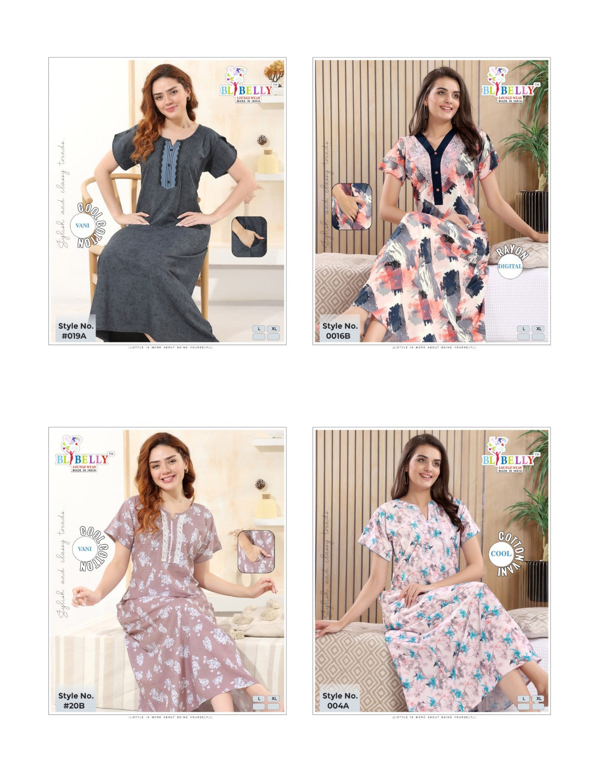 Cool Vani Digital Belly Rayon 24Kg Night Gowns Exporter Ahmedabad