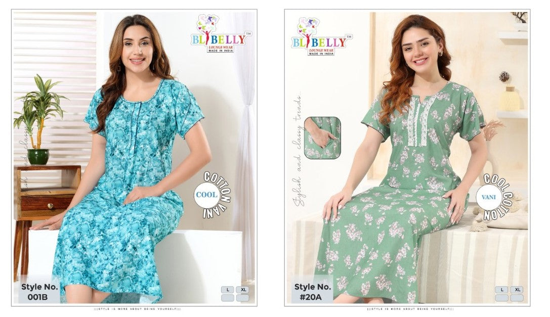 Cool Vani Digital Belly Rayon 24Kg Night Gowns Exporter Ahmedabad