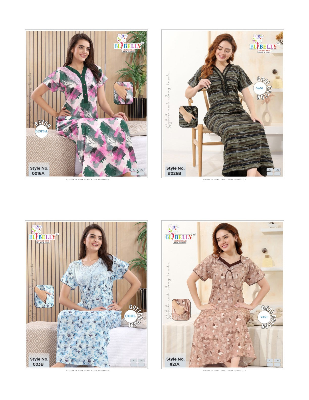 Cool Vani Digital Belly Rayon 24Kg Night Gowns Exporter Ahmedabad